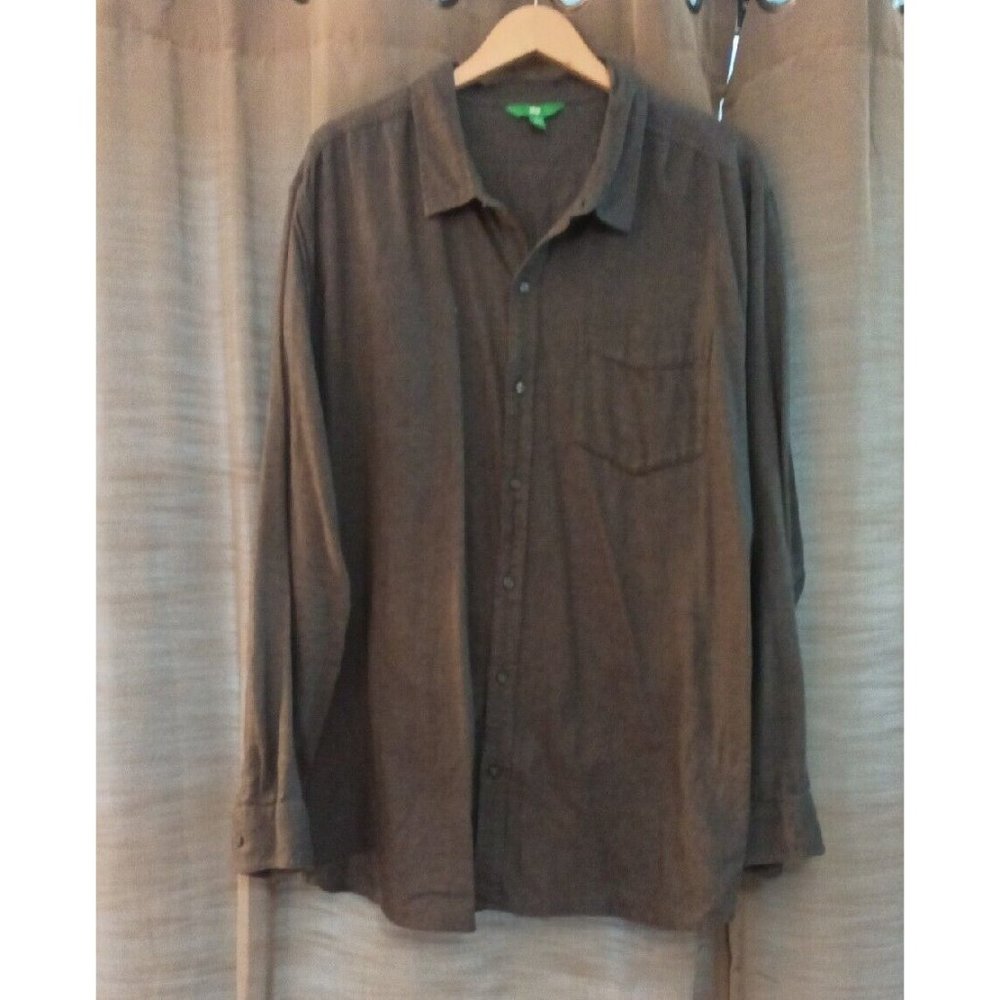 Men's Dip Gray Button Long Sleeve Casual Flannel Shirt Pocket Size 3XLT